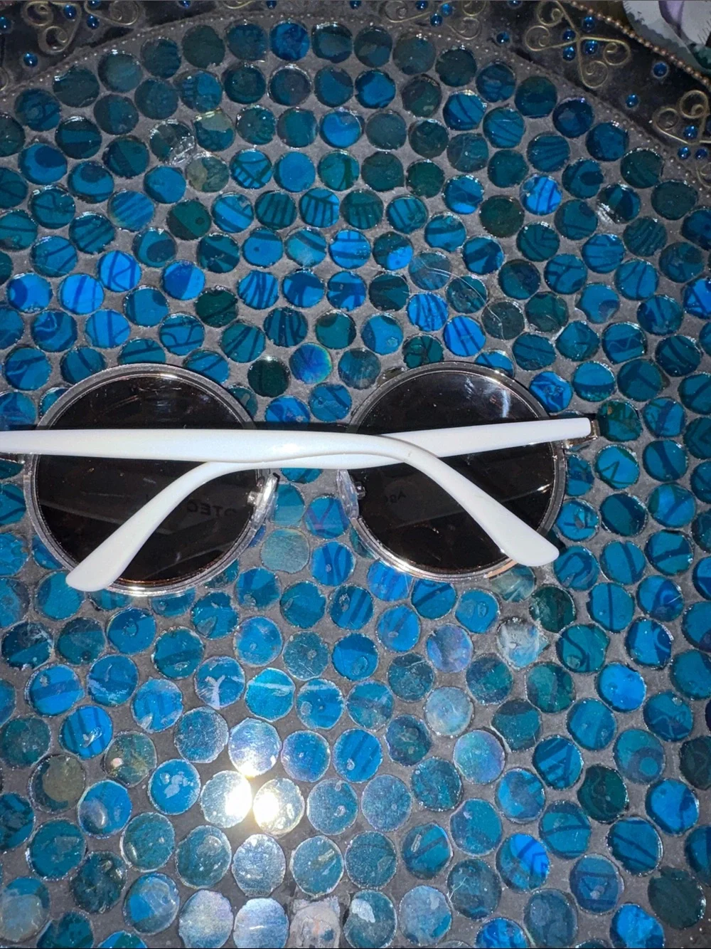 Round White Frame Sunglasses with Brown Lenses 100% Uv Protection